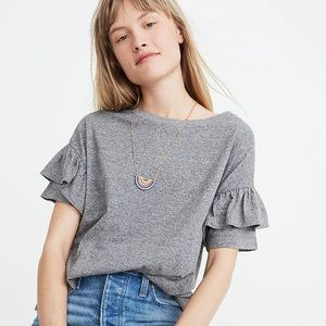 Madewell Ruffle-Sleeve Tee / Short Sleeve T-Shirt Sz XS